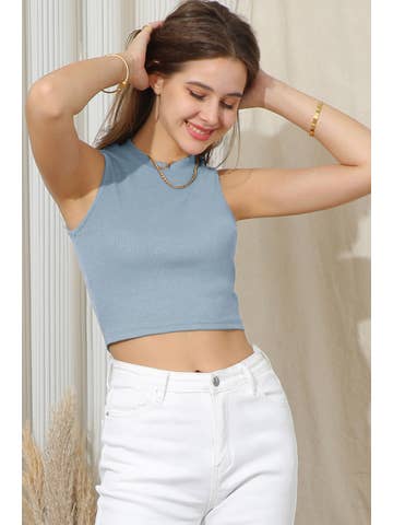 Sleeveless Halter Neck Crop Top, Black / XL