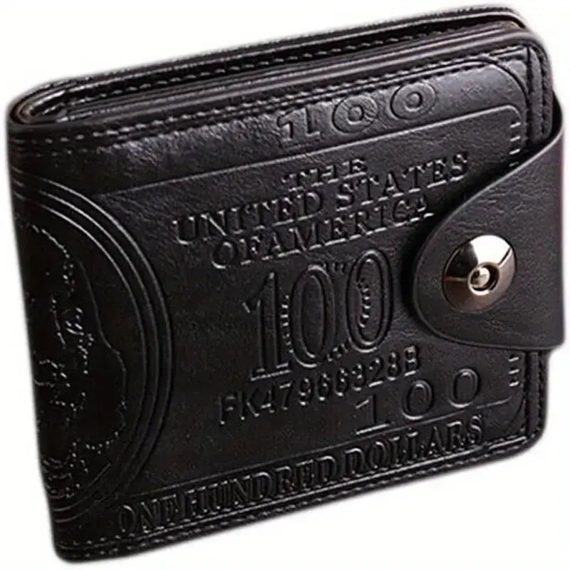 Men's Brown Leather Bifold Wallet with US Dollar Bill Design - THE OKEY GIFT SHOP