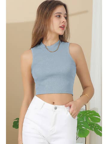 Sleeveless Halter Neck Crop Top, Black / XL