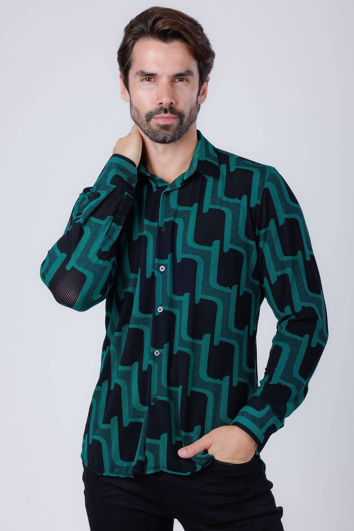 Pattaya Geometric Shirt | Black & White, XL