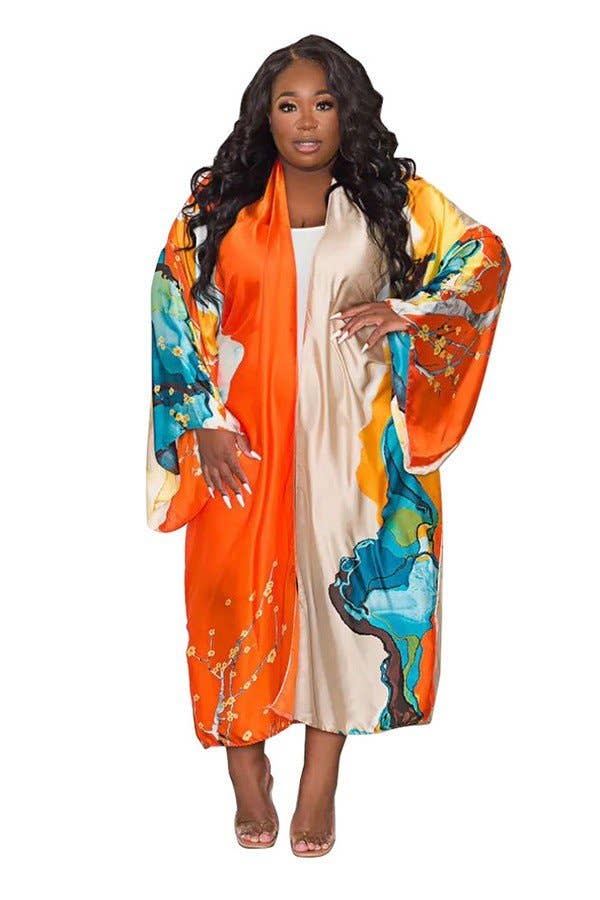 Colorblock Smock Top: Orange / One size