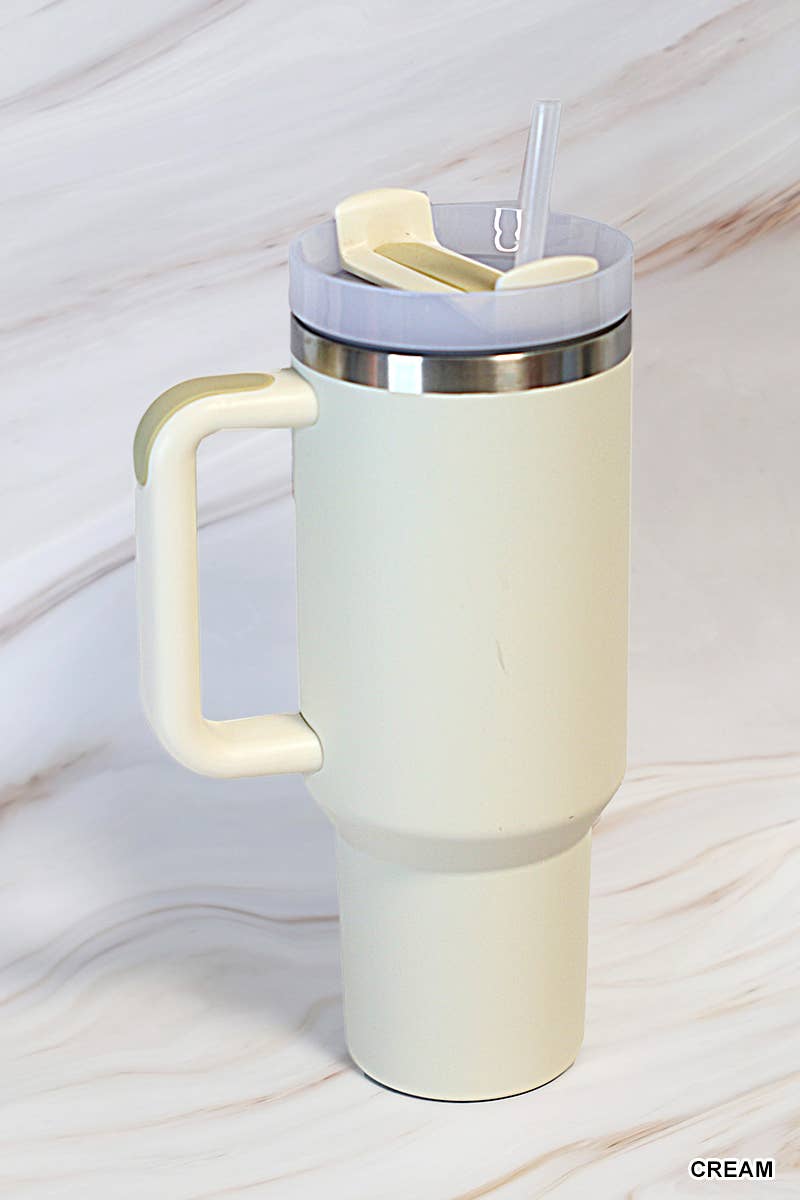 Timeless Hydration: Black 40oz Stainless Steel Tumbler with Straw - THE OKEY GIFT SHOP