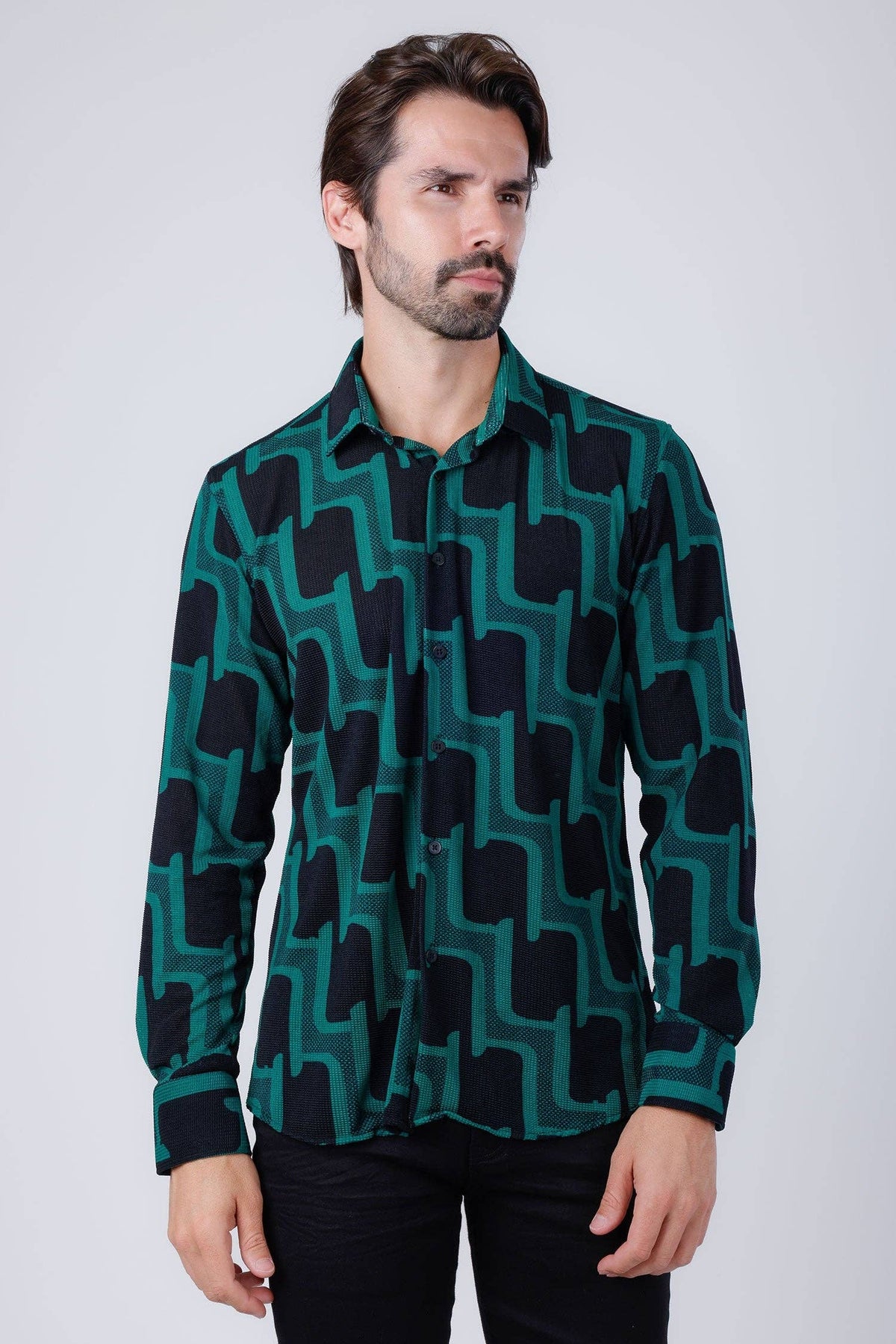Pattaya Geometric Shirt | Black & White, XL