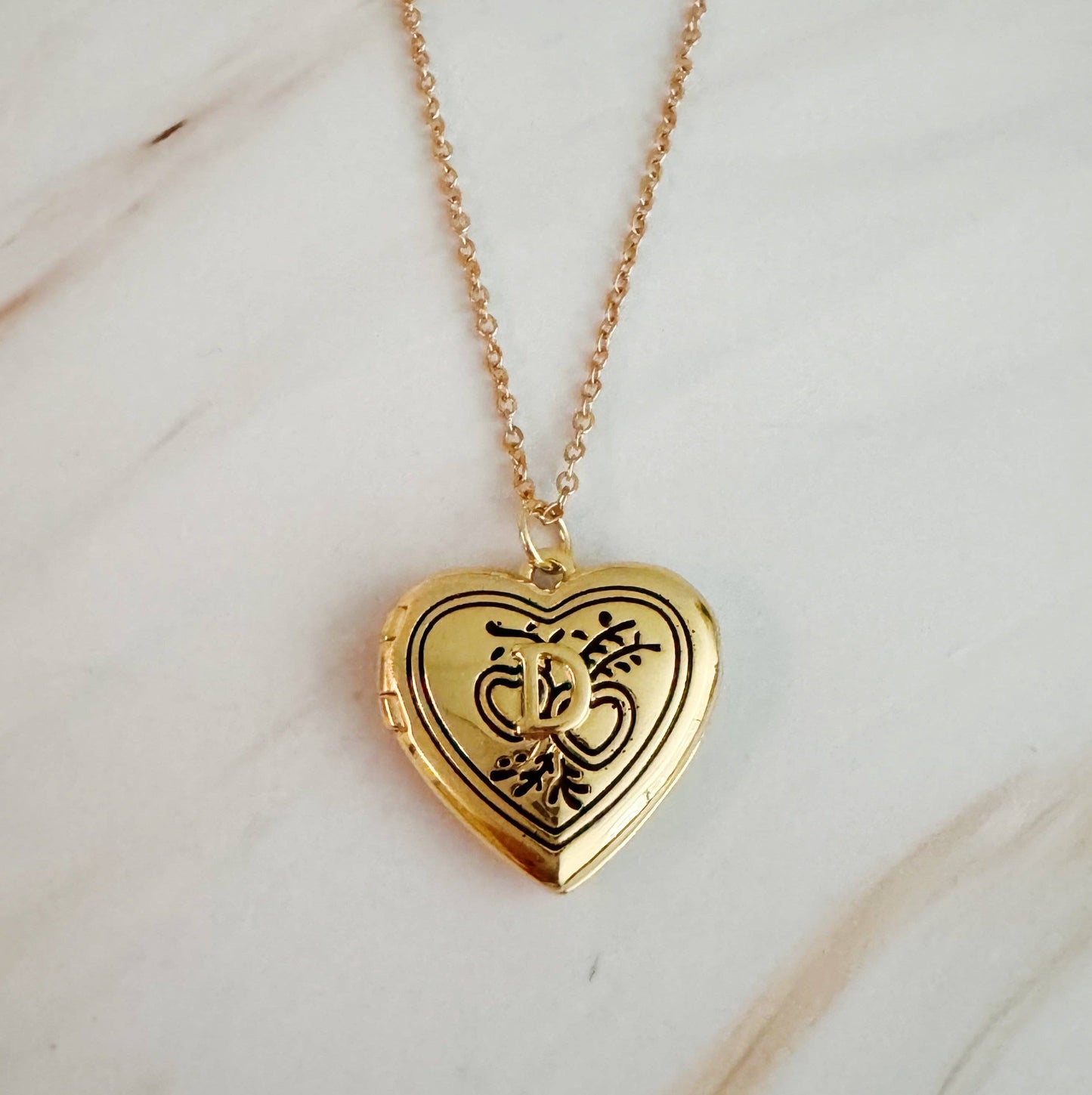 Nostalgic Heart Initial Open Locket Necklace: S