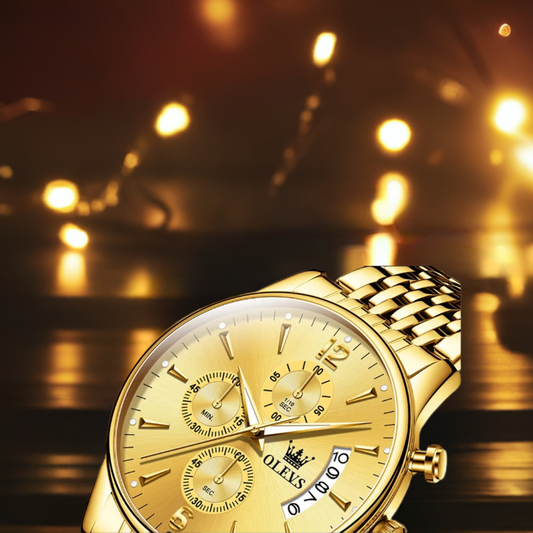 OLEVS 2879 Men's Luxury Gold Watch - Luminous, Waterproof - THE OKEY GIFT SHOP